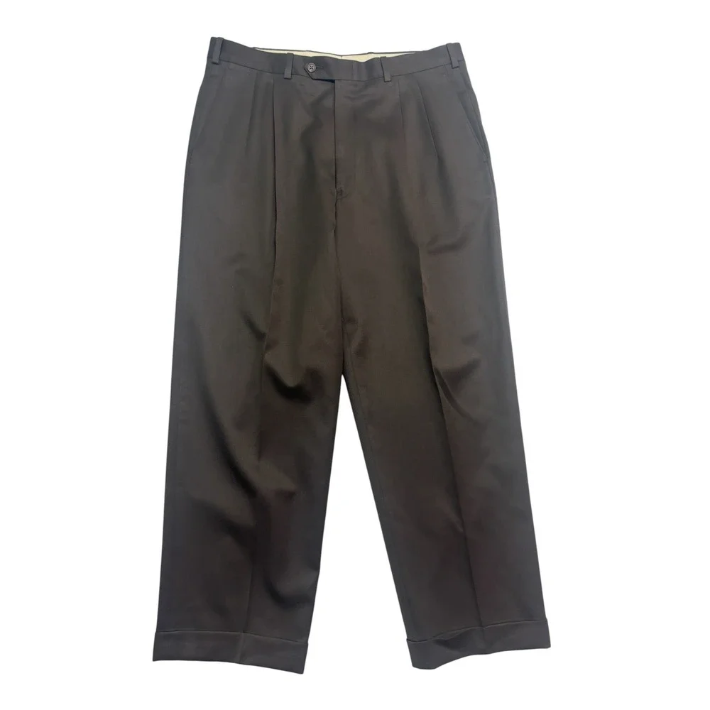 vtg 90s JB Britches 36x29 Brown Suit Pants Trousers USA Wool Pleated Relaxed